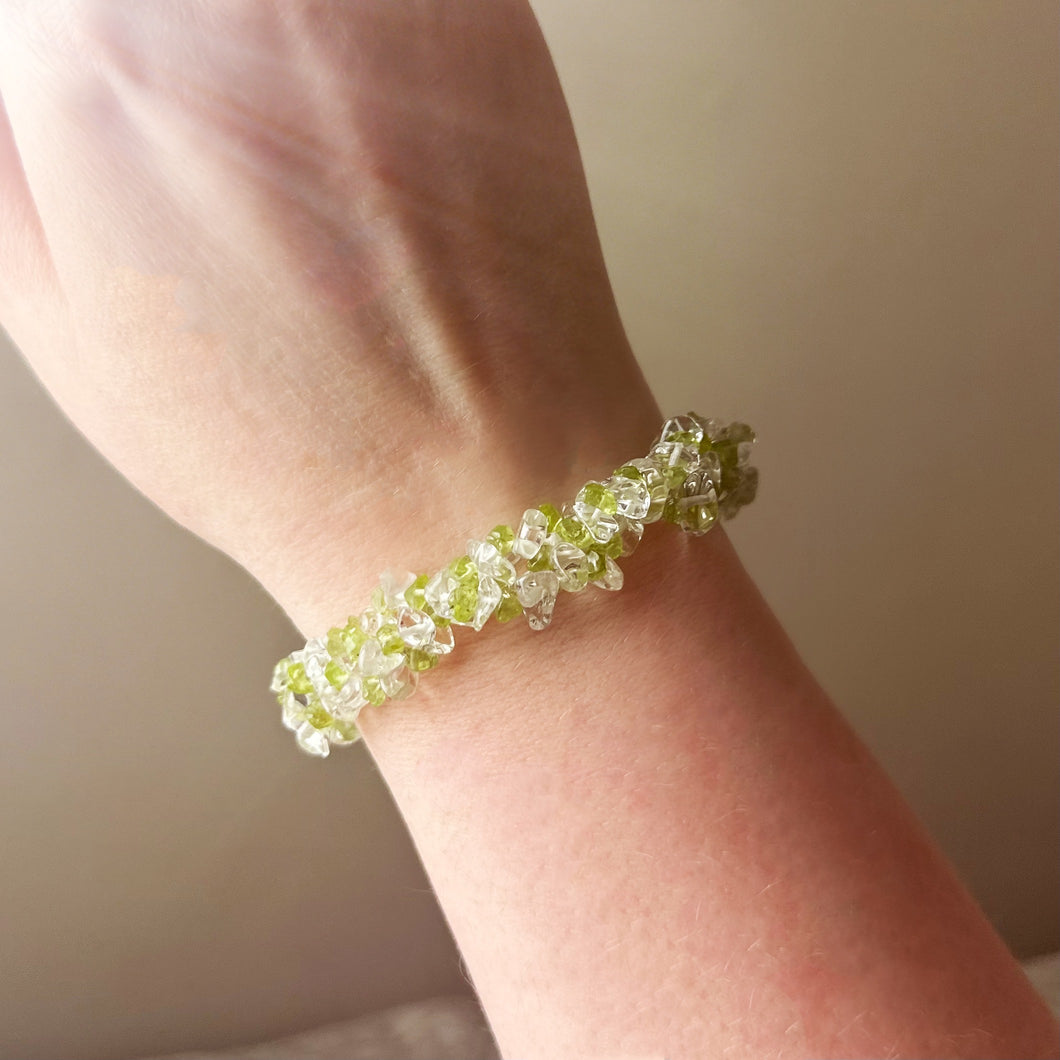 Peridot & Clear Quartz Multi-Strand Chip Bracelet